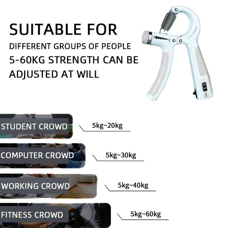 5-60kg Adjustable Hand Grip Strengthener Hand Grip Trainer With Counter Wrist Forearm And Hand Exerciser For Muscle Building