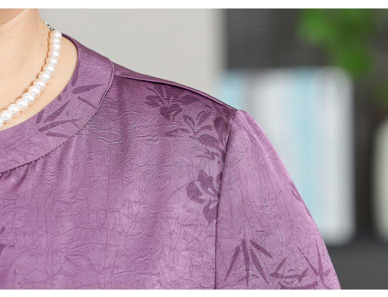 Grandma's Summer Two-Piece Short-Sleeved Cardigan Suit for Elderly Women