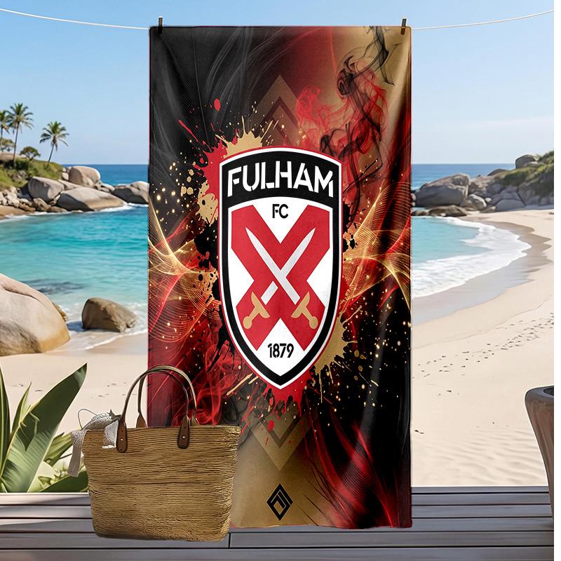 Fulham Football Print Beach Towel, Large Soft Quick Dry Towel for Beach Camping Swimming