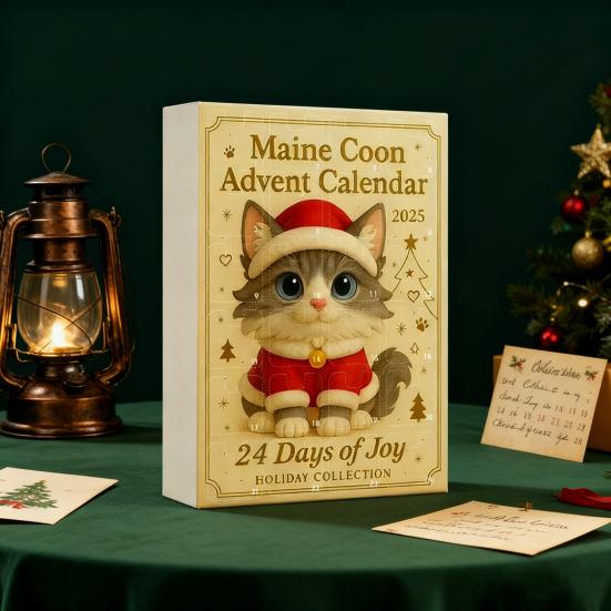 Katteelskere Adventskalender 24-dagers Jule-nedtelling Dekorasjon 2D Flat Akryl Katteanheng Multifunksjonell