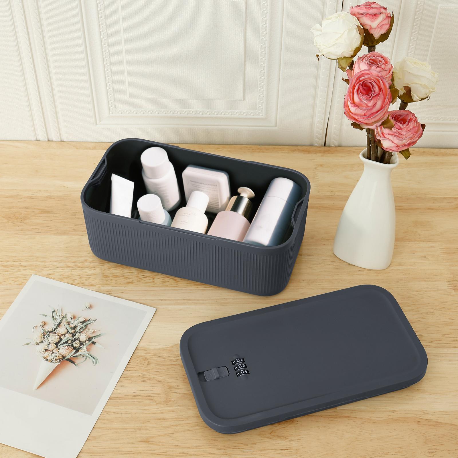 Storage Box with Locker Plastic Storage Container for Personal Items Files Medication Sundries Food multifunction organizer box 5800₽