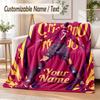 Custom Text Flannel Blanket Cristiano Ronaldo Print Warm Cozy Blanket Home Sofa Bedding