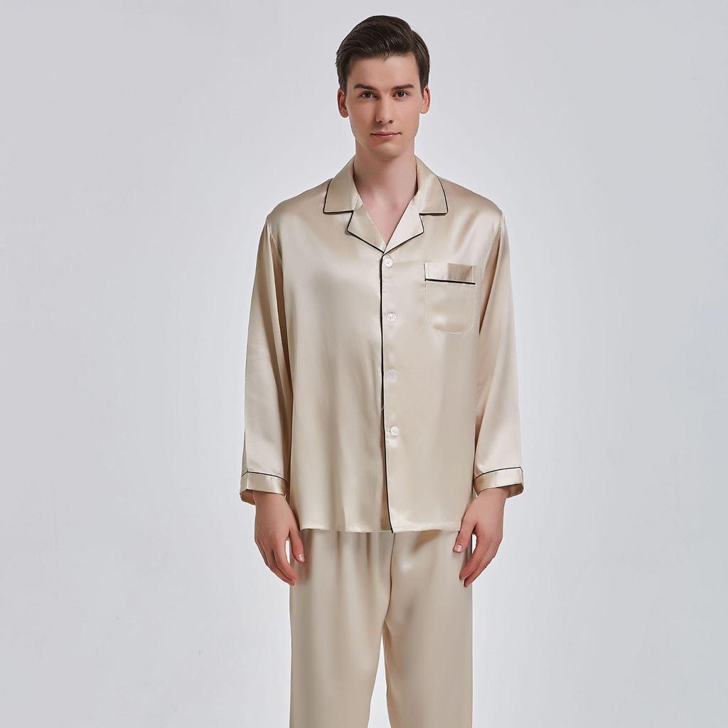 Men's Long Sleeve Silk Pajama Set - Summer Mulberry Silk Homewear 1188