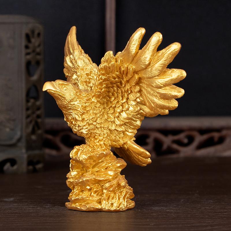 Resin Golden Eagle Figurine Home Protection and Wealth Attraction for The Office Decor