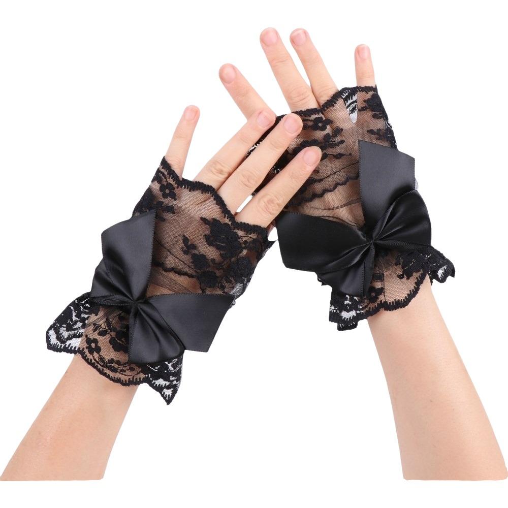Flower Fake Sleeves Mesh Mittens Bridal Dress Accessory Wrist Cuffs  Lolita
