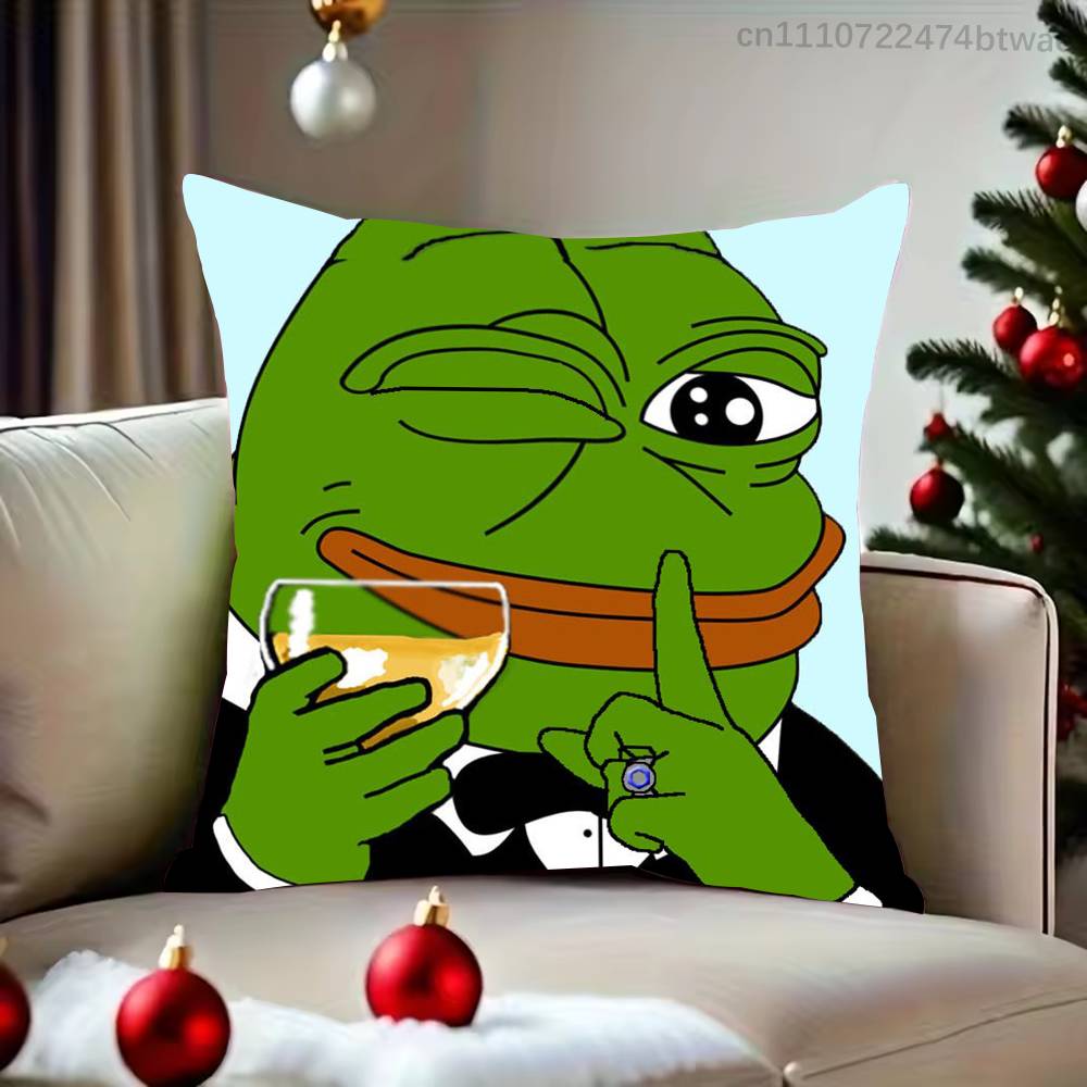 Meme Cute Frog Pepe Pillow Case Cover Square Sofa With For Pattern Comfortable Cushion Suitable Of Room