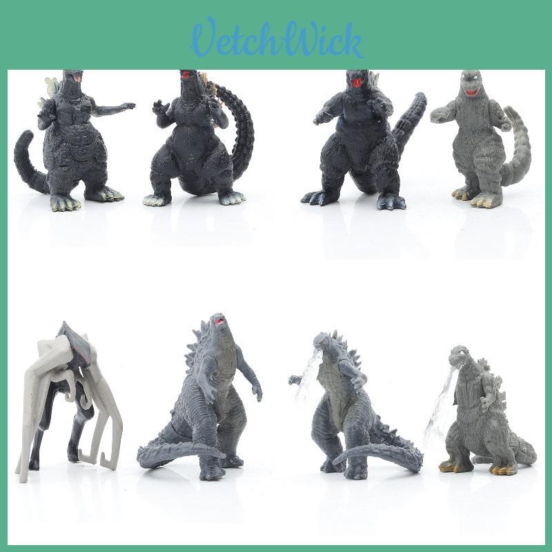 Coleção de Figuras de Ação de PVC Godzilla Kong Kim Batalha Dinossauro Oito Peças Para Crianças e Decoração