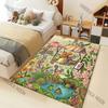 1 Stück Waldtier-Messe Eichhörnchen Frösche Druck Teppich für Wohnzimmer Schlafzimmer Sofa Heimdekoration Rus Rutschfeste Fußmatte Luxusgeschenk