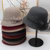 New autumn and winter women's wool top hat middle-aged mother hat retro bow basin hat foreign style warm old man hat