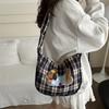 Korean Style Fashion Checkered Dumpling Bag New Style Women's Bag Cute Spotted Dog Student Class Shoulder Bag Trendy Crossbody Bag