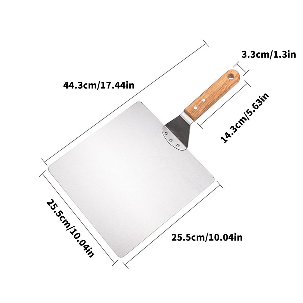 Stainless Steel Pizza Shovel Holder Kitchen Baking Tool Comfortable Grip Square Shovel Portable Pizza Transfer Tool
