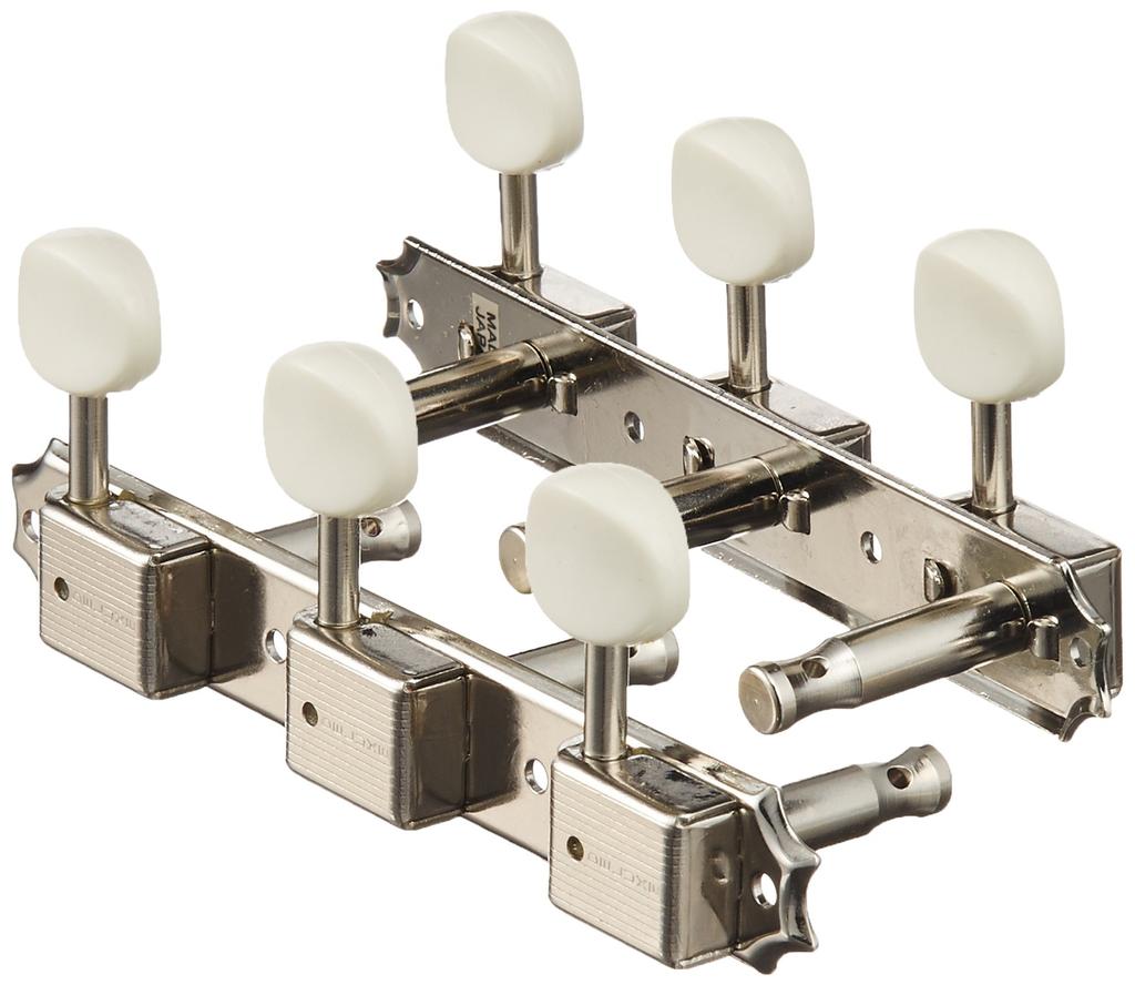 Scud Kluson Type White Plastic 3 Rows Nickel 2052NS Peg, Knob,
