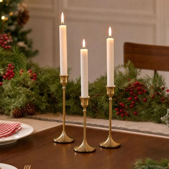 DYS Vintage Candle Holder, Metal Pillar Holder for Standard Pillars or Tealights, Romantic Tall Candlestick Dining Room Wedding Party Table