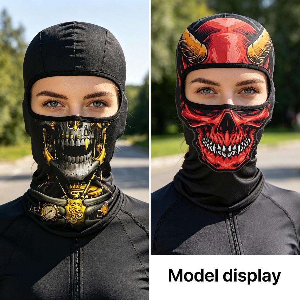 Skull Print Balaclava Face Mask, Ice Silk Cooling Breathable Sun Protection Full Face Cover for Cycling Running Hiking Outdoor Sports