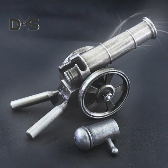 Mini Alloy Cannon Figurine Realistic Miniature Artillery Launcher Model Statue Sculpture Collection Toy Home Office Desktop Decoration Ornament