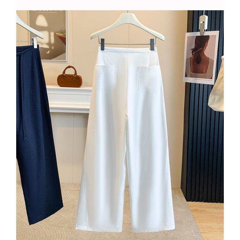 DIMANAF 2026 Summer New Plus Size Women Long Pants Thin Loose Casual Elastic Waist Fashion Lady Bottoms Clothing Cotton Linen