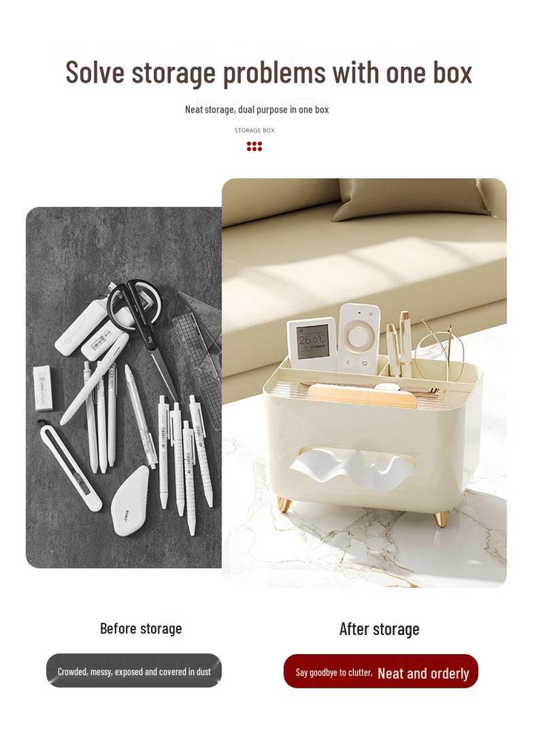 Luxury Waterproof Tissue Box: Multifunctional Desktop Paper Dispenser for Living Room and Bathroom, High-End Design with Creative Pull-Out Feature.