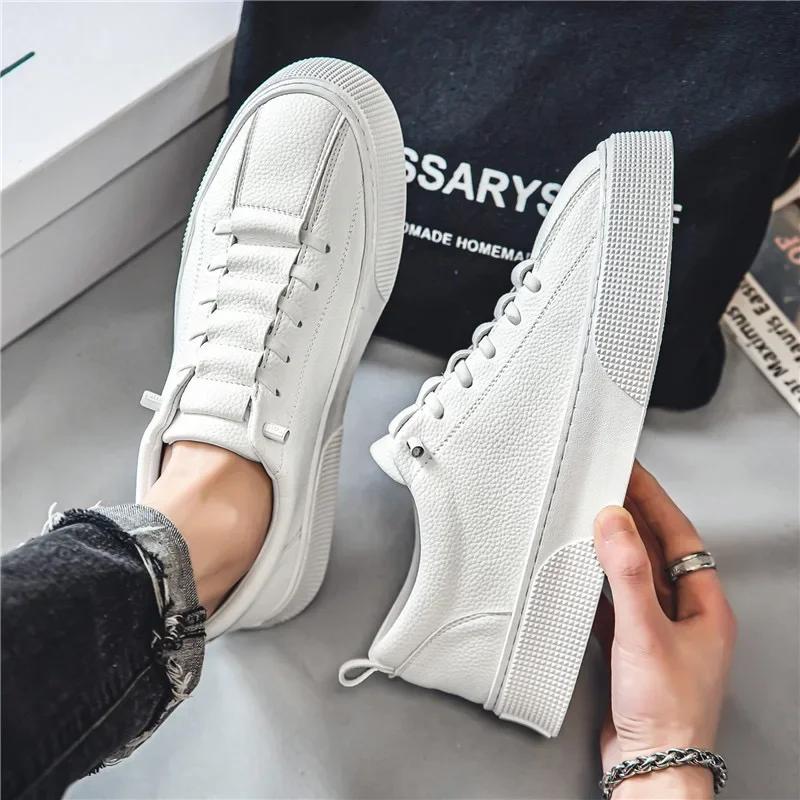 Fashion Men's Leather Casual Shoes Fashion Sneakers Designer Platform Tennis Shoes for Men Non Slip Sport Running Shoe Zapatillas Hombre