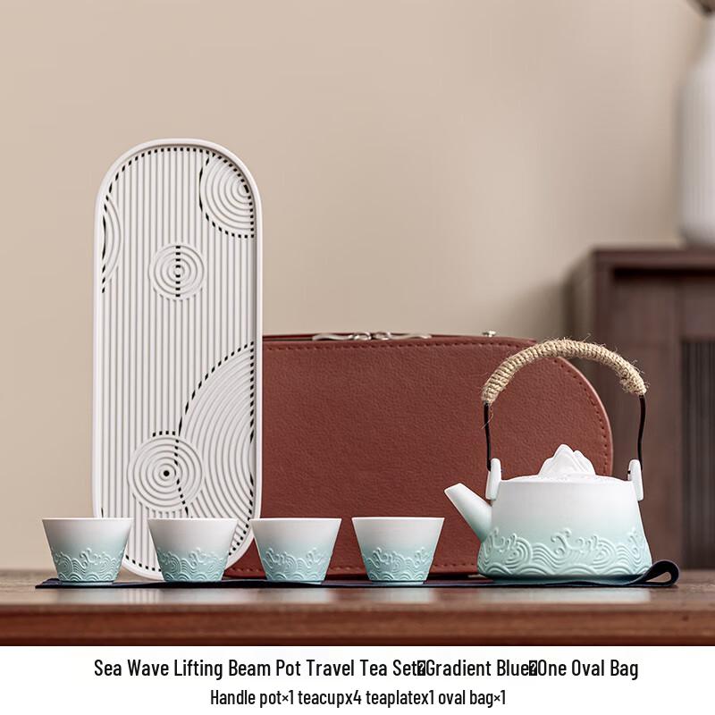 Wave Travel Ceramic Tea Set