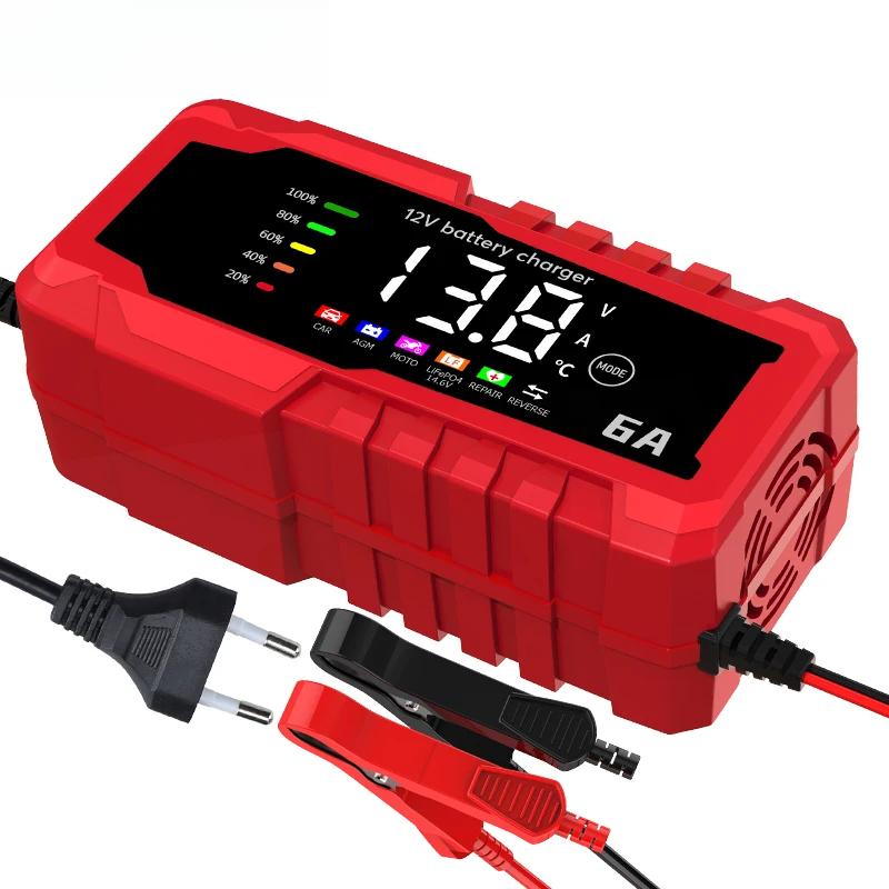 Kolorowy ekran Ładowarka akumulatora samochodowego 6A 12V Urządzenie do ładowania akumulatorów samochodowych i motocyklowych Inteligentna naprawa akumulatora kwasowo-ołowiowego