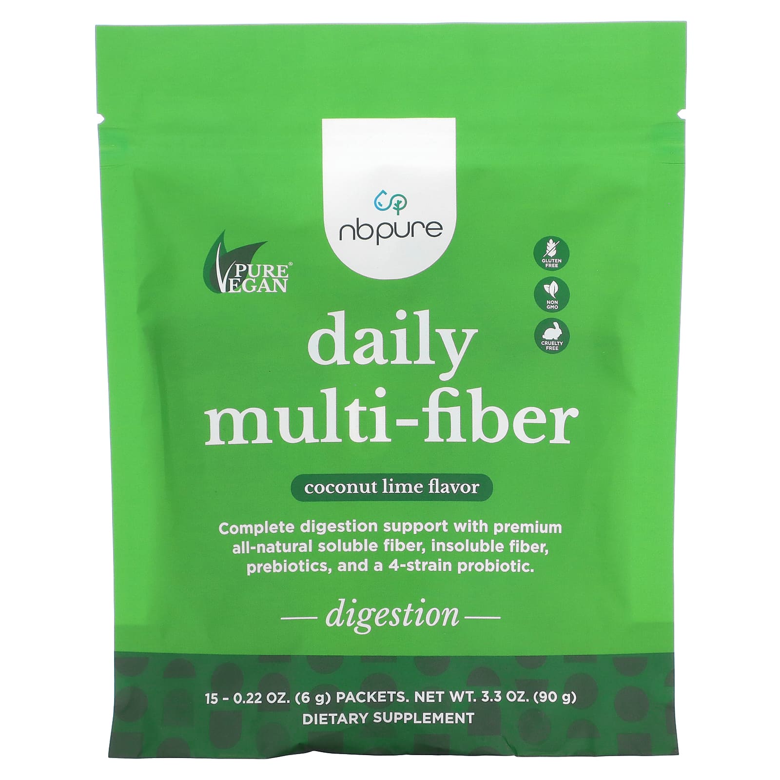 

NB Pure, Daily Multi Fiber, Coconut Lime, 15 packs, 6 g (0.22 oz) each