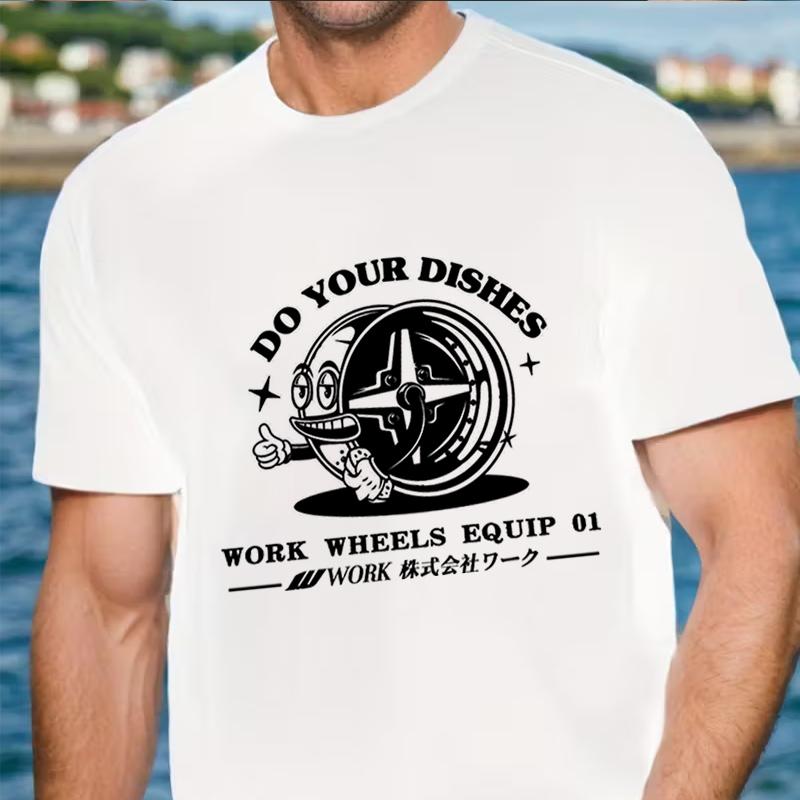 Motorcycle Tshirt Do You Dishes Fun Cartoon Printed Short Sleeve Graphics Tshirt Keeping Wheels Snail Wheels Mens Tee