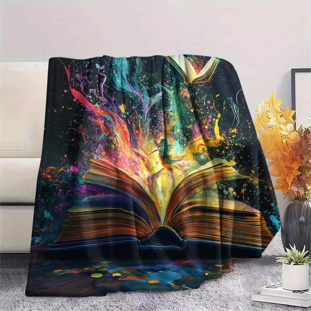 Magic Books  Print Flannel Blanket, High Quality Comfortable for All Seasons, Home Decor, Warmth and Comfort