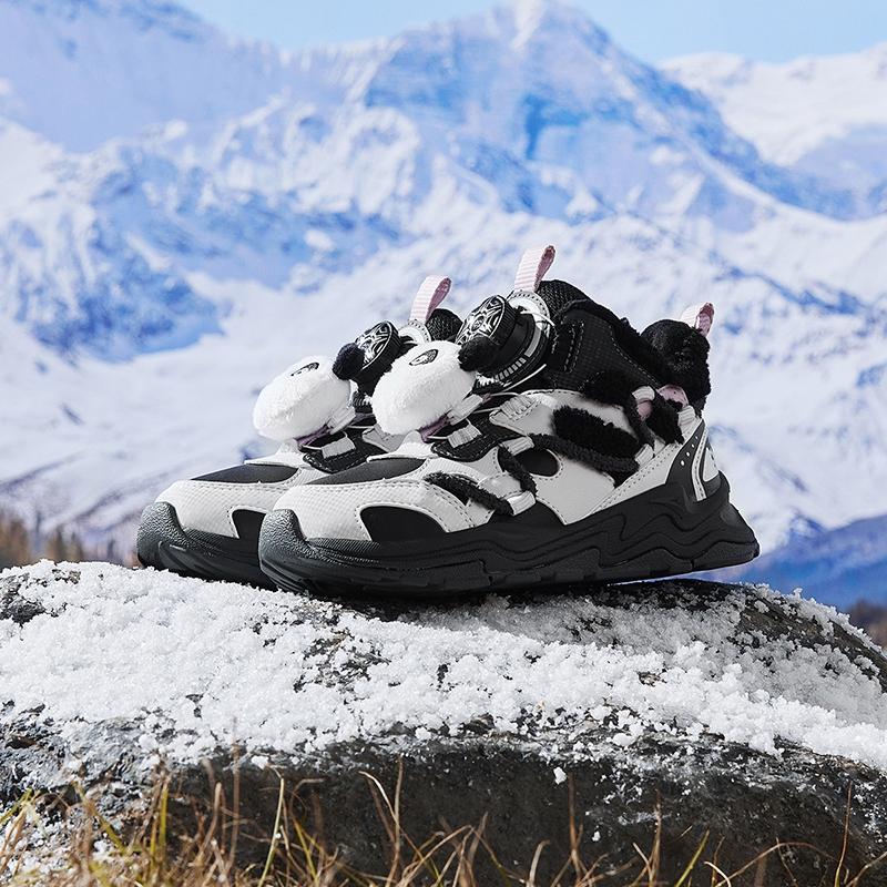 Anta Kids Trendy Fashion Thickened Warm Durable Non-Slip Mid-Top Casual Shoes Kids Casual Shoes Black Gray A22449961-3