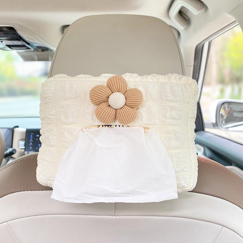 Car Tissue Box Fabric Tissue Box Car Seat Back Armrest Paper Box Tissue Bag Car Interior Decoration Accessories