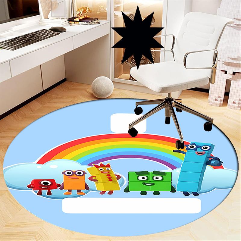Numberblocks Printed Round Rug Carpet Chair Rug Area Rug Entryway Doormats,for Office Chair Living Room Bedroom Kitchen Room.
