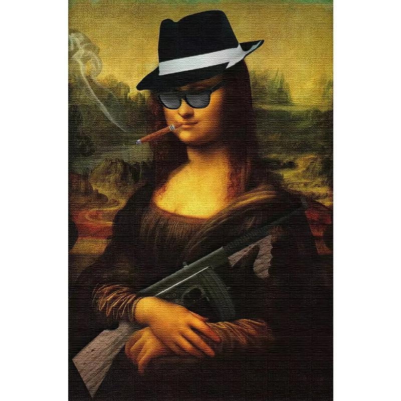 Funny Mona Lisa Poster Wall Art Canvas  Posters Classsic Oil  Character Funny Interesting Pictures Home Decor