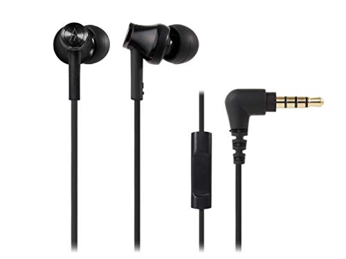 Audio-Technica ATH-CK350iS BK In-Ear Smartphone Earphones with Remote and Microphone, Black