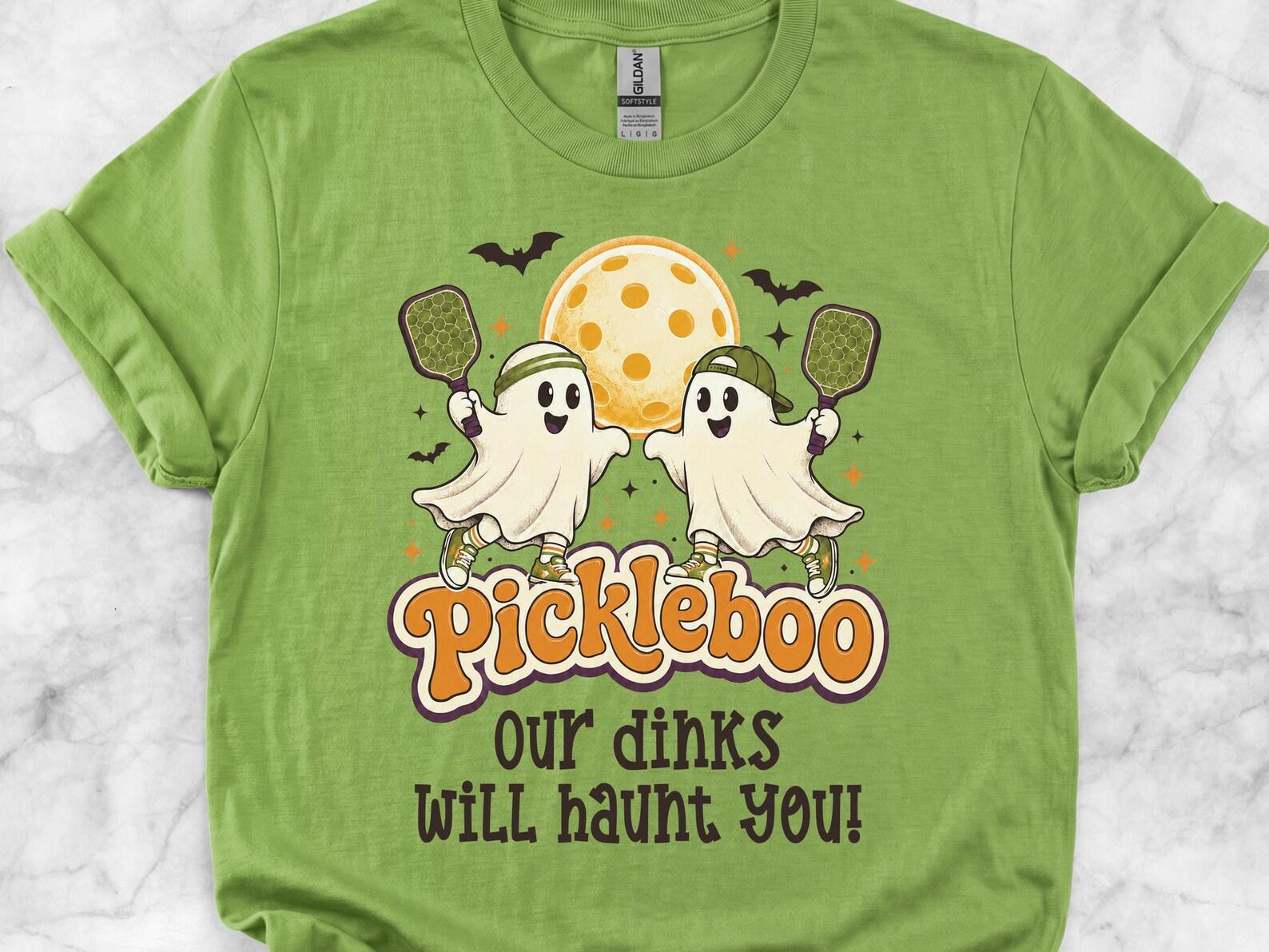 Pickleball Halloween Shirt, Funny Pickleball Gift For Women, Cute Pickleball Ghost Fall Tee, Pickleboo Our Dinks Will Haunt You XL