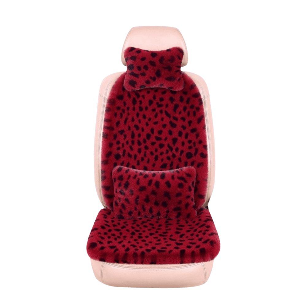 Leopard Print Winter Car Seat Cushion Rabbit Fur Plush Seat Cushion Cushion Back