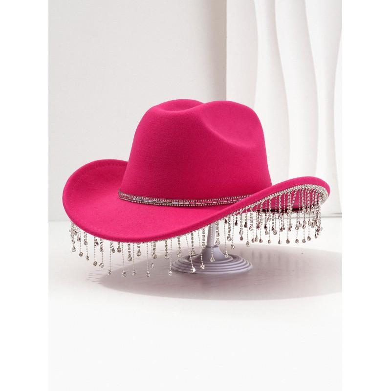 Unique Sweet Party Hat With Square Rhinestone Chain Tassel Music Events
