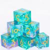 6PCS 16mm D6 Resin Dice Set Dice for DND Dungeons and Dragons Role Playing Game (Azure + Purple)