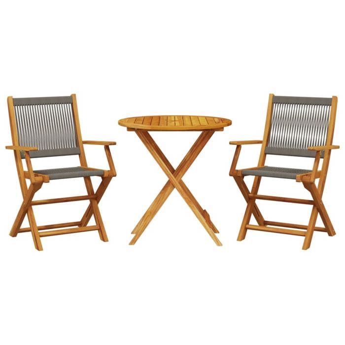 VidaXL Bistro Set 3 Pcs Grey Polypropylene and Solid Wood, Garden Bistro Set, Balcony Set, 3281854