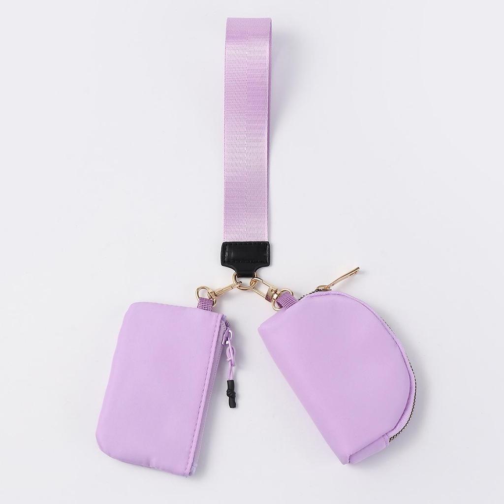 LULU Color Block Waterproof Nylon Coin Purse & Wristlet Key Bag