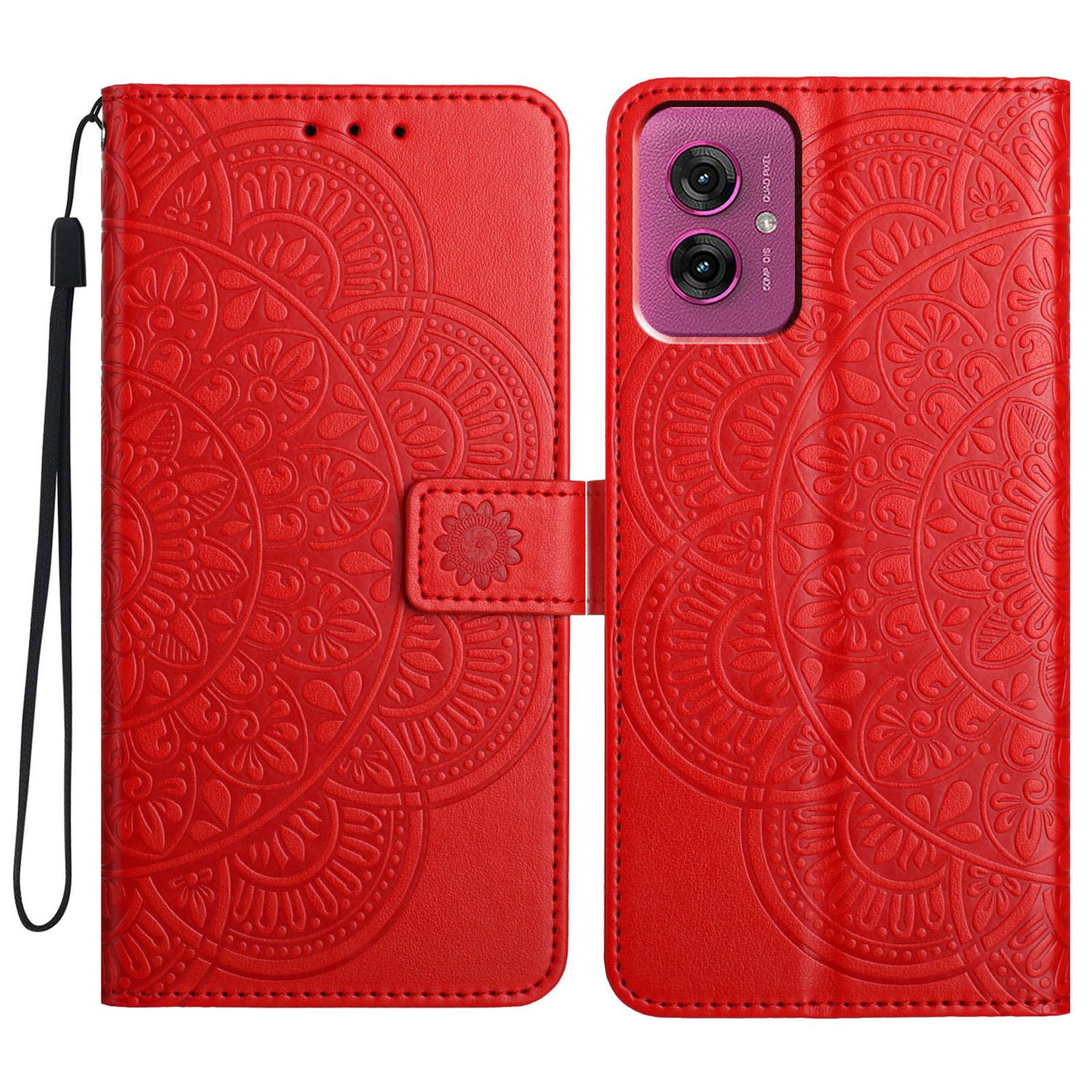 

For Motorola Moto G55 5G Leather Case with Card Slots Mandala Pattern Phone Cover Stand A