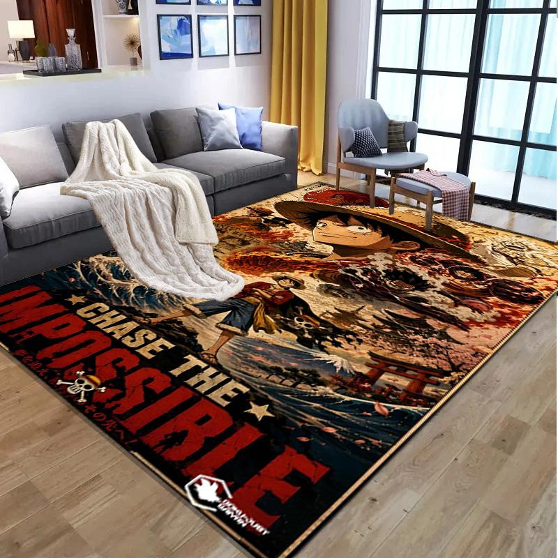 Tappeto con Motivo One Piece, Tappetino da Interno/Esterno, per Picnic, Sala Giochi, Camera da Letto, Ufficio, Soggiorno, Tappeto Arredamento Casa, Regalo di Compleanno