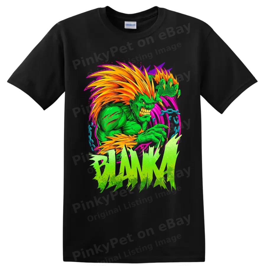 Retro Green Beast Fighter T Shirt w/ Orange Hair Neon Arcade Cartoon Art Tee