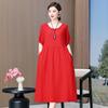 Summer mother cotton and silk over the knee skirt loose large size fat man dress thin middle-aged man wearing long dress