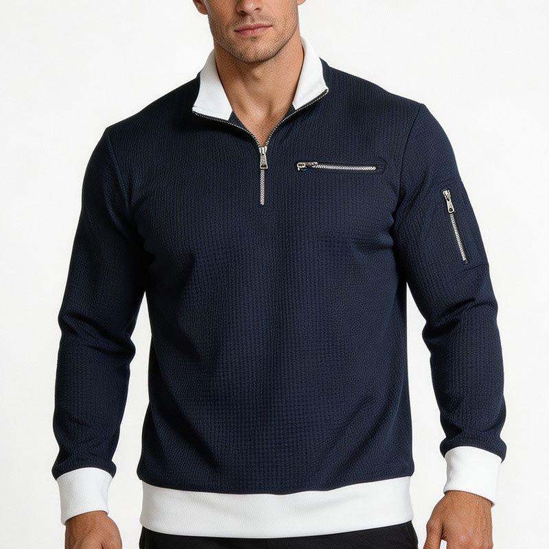 Men S Casual Zip Up Long Sleeve Loose Fit Hoodless Sweatshirt
