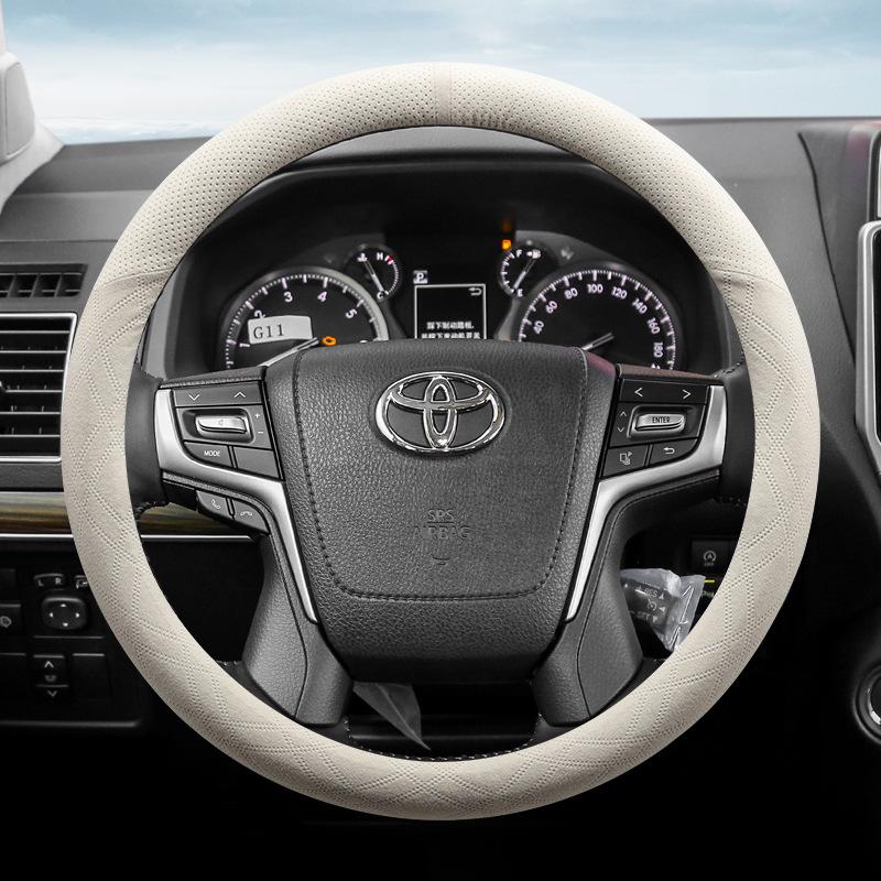 Suede Steering Wheel Cover for Toyota Prado, Camry (6th & 7th Gen), Reiz, Land Cruiser, and Land Cruiser Prado