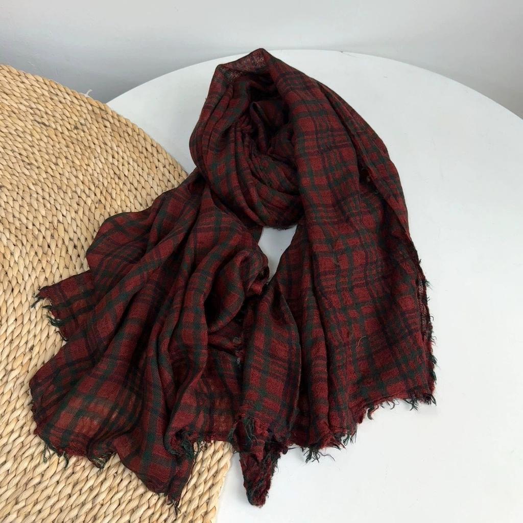 Retro British Wool Blended Scarf For Women Autumn And Winter Warm Plaid Scarf Outerdoor Stole Versatile Long Scarf 90*200Cm