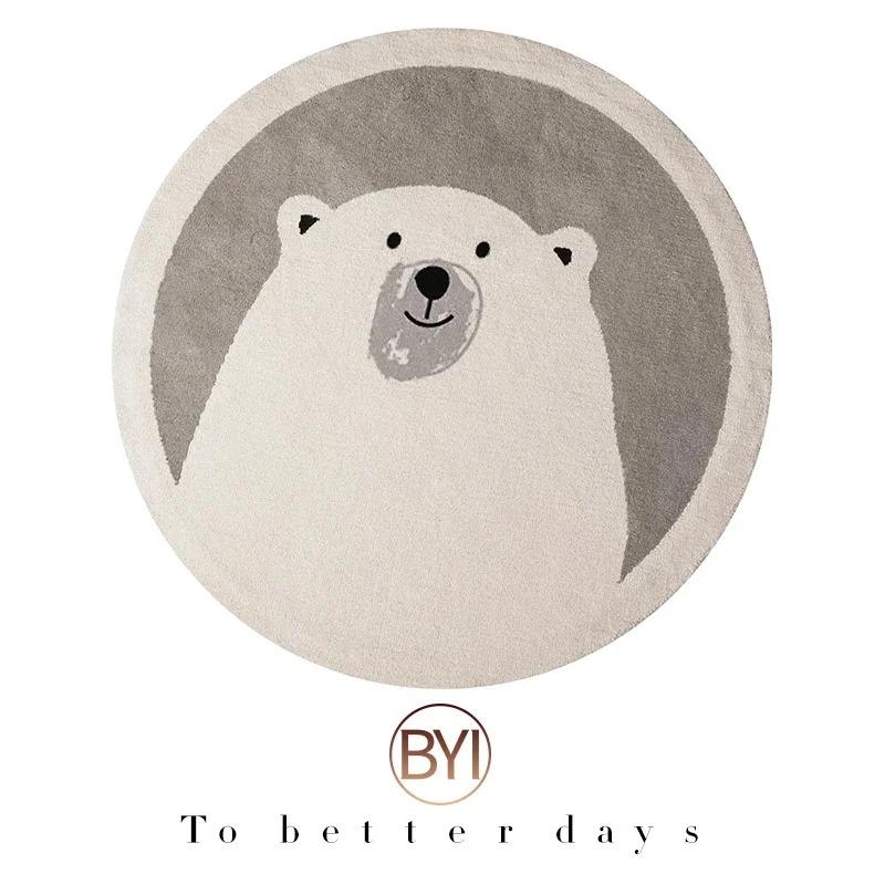 Cute Round Rug Kids Rooms Carpets Bedroom Cartoon Decoration Bedside Rugs Living Room Carpet Study Non-slip Chair Floor Mat