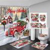 Niedlicher Schneemann-Weihnachts-Duschvorhang-Set, silberne Tannenzweige, Schneeflocken-Weihnachtskugeln, Badezimmer-Dekor, Teppich, Badematte, Toilettendeckelbezug