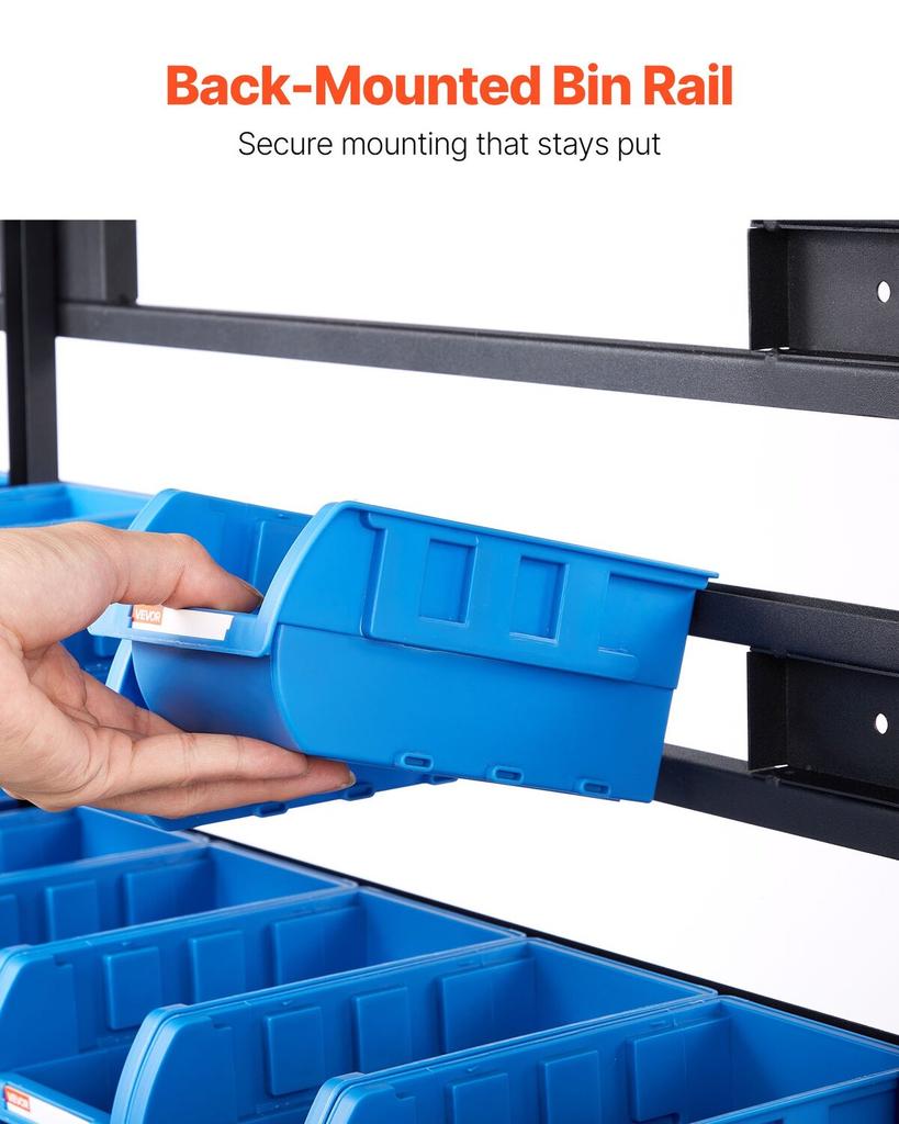 7-Tier Double-Sided Rolling Bin Storage Rack, 94 Plastic Bins, Dual-Sided Parts Organizer with Wheels, Mobile Tool Organizer for Garage, Warehouse,
