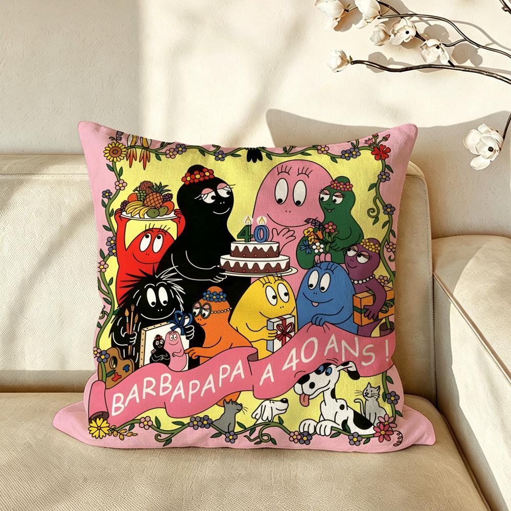 Cartoon BBarbapapa Cushion Cover Pillow Case Antidustmite Pillowcase Silky Short Plush Sofa Cushion Cover hot