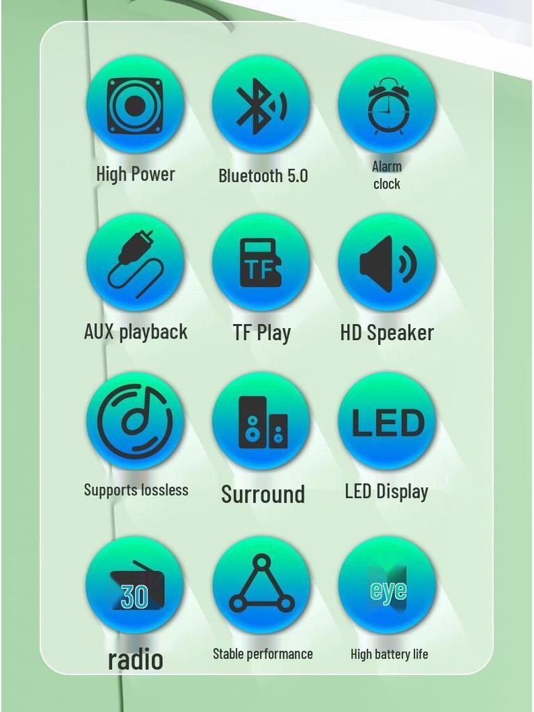 S18 Bluetooth Mini Speaker with Night Light, Subwoofer, Alarm Clock, and Desktop Functionality